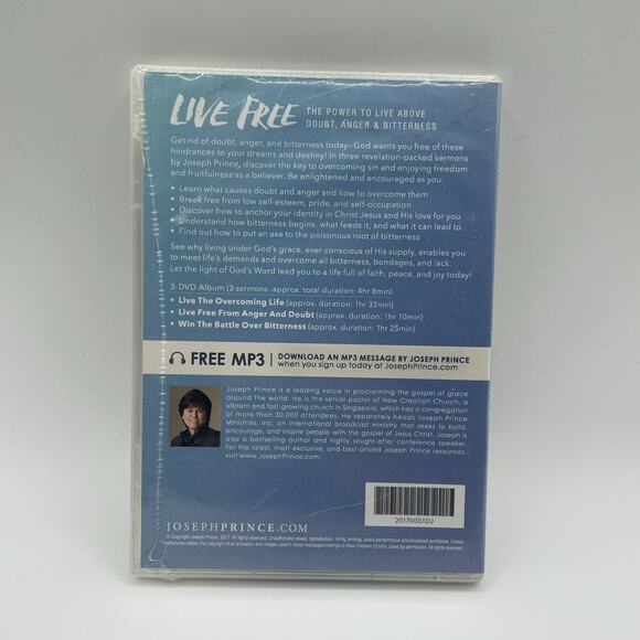 Live Free: The Power To Live Above Doubt, Anger & Bitterness Joseph Prince 3 DVD - Picture 2 of 2